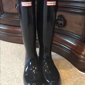 Hunter Rain Boots Tall Blk Glossy